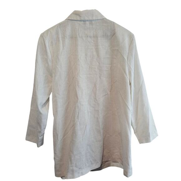 Vintage Blazer Women Size 16 White 80s Fitted Glam Rock Preppy Going Out Neutral - Picture 2 of 10